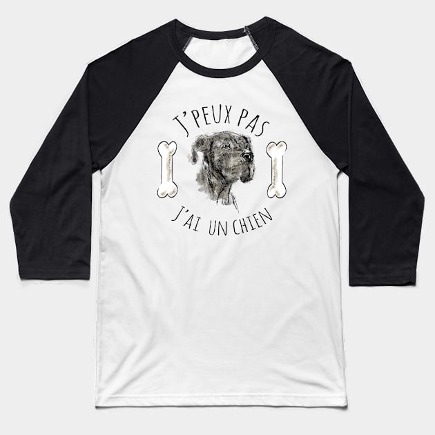 J'peux pas j'ai un chien Baseball T-Shirt by Meca-artwork